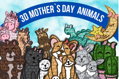 3D Mothers Day Animals SVG Bundle