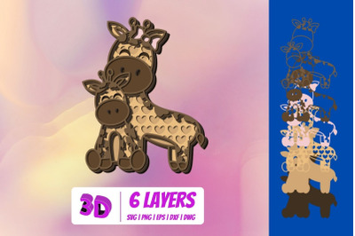 3D Mothers Day Giraffe SVG