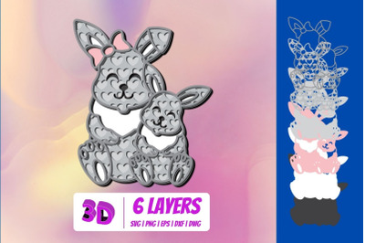 3D Mothers Day Hare&nbsp;SVG