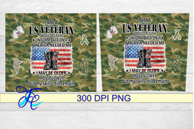 20 oz Tumbler Seamless Sublimation Wrap - I am A US Veteran