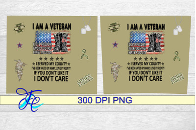 20 oz Tumbler Seamless Sublimation Wrap - I am A Veteran