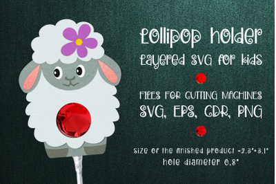 Sheep Lollipop Holder Template SVG