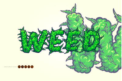 Weed font lettering with smoke effect