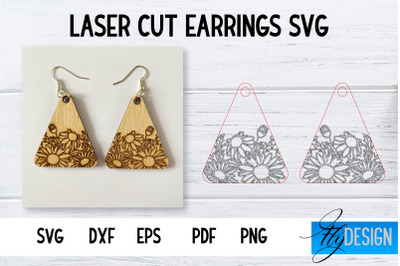 Earrings SVG | Daisy SVG | Laser Cut Files | Engraving SVG