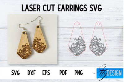 Earrings SVG | Daisy SVG | Laser Cut Files | Engraving SVG