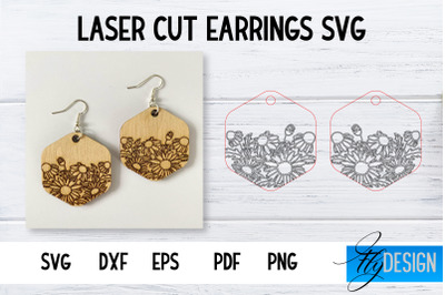 Earrings SVG | Daisy SVG | Laser Cut Files | Engraving SVG