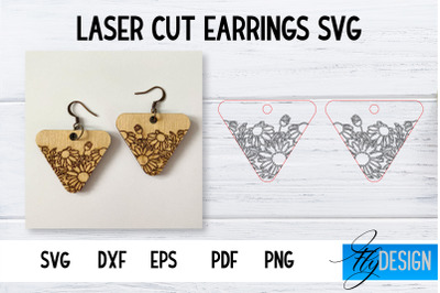 Earrings SVG | Daisy SVG | Laser Cut Files | Engraving SVG