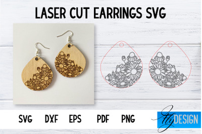 Earrings SVG | Daisy SVG | Laser Cut Files | Engraving SVG