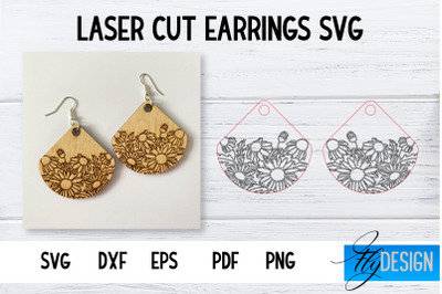 Earrings SVG | Daisy SVG | Laser Cut Files | Engraving SVG