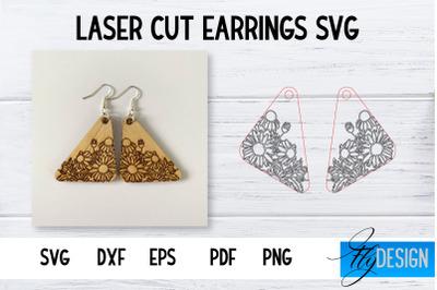 Earrings SVG | Daisy SVG | Laser Cut Files | Engraving SVG