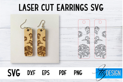 Earrings SVG | Peonies SVG | Laser Cut Files | Engraving SVG