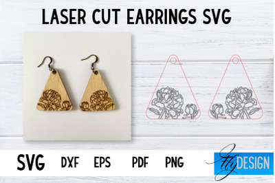 Earrings SVG | Peonies SVG | Laser Cut Files | Engraving SVG