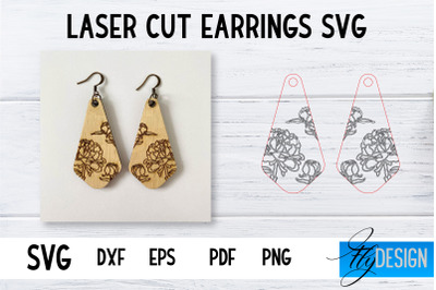 Earrings SVG | Peonies SVG | Laser Cut Files | Engraving SVG