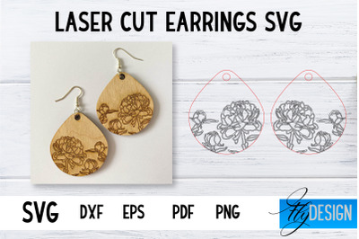 Earrings SVG | Peonies SVG | Laser Cut Files | Engraving SVG