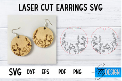 Earrings SVG | Wildflower SVG | Laser Cut Files | Engraving SVG