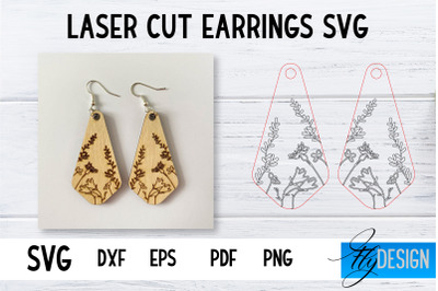 Earrings SVG | Wildflower SVG | Laser Cut Files | Engraving SVG