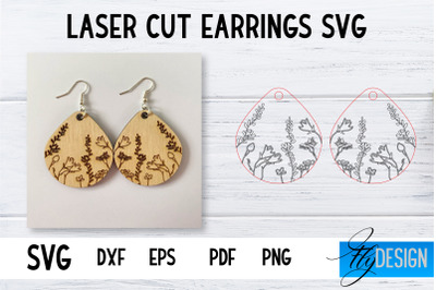 Earrings SVG | Wildflower SVG | Laser Cut Files | Engraving SVG