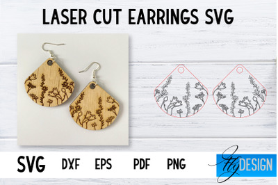 Earrings SVG | Wildflower SVG | Laser Cut Files | Engraving SVG