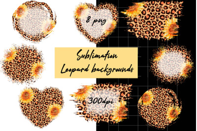 Leopard sunflowers Backgrounds png | animal Sublimation