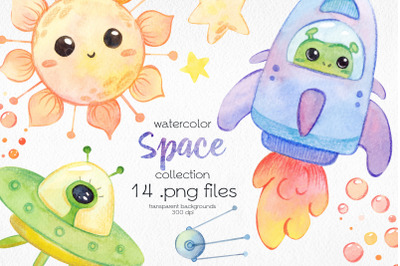 Watercolor Space ClipArt