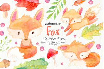Watercolor Fox Clipart