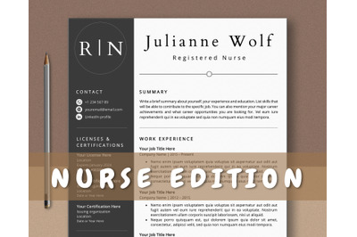Nurse Resume Template, RN CV Template for Word And Pages