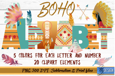 Boho Alphabet PNG | Sublimation Letters, Numbers &amp;amp; Cliparts