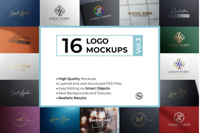16 Logo Mockups Bundle Vol.3