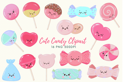 Cute candy lollipops clipart illustration