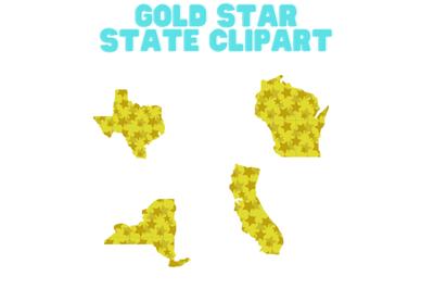State Clipart Images with Gold Star Patterns