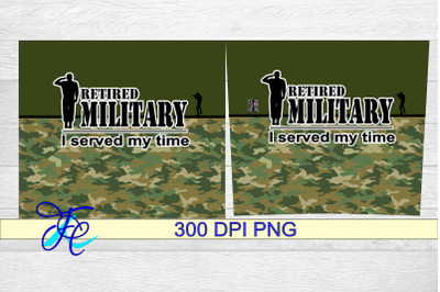 20 oz Tumbler Seamless Sublimation Wrap - Retired Military