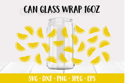 Citrus can glass wrap template SVG. Summer soda glass can