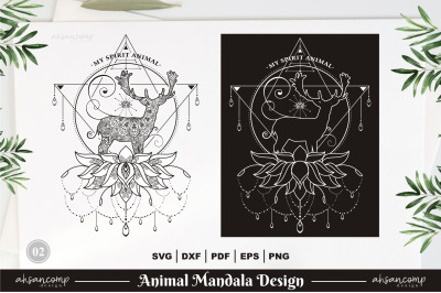 Deer Mandala Design Vector 02