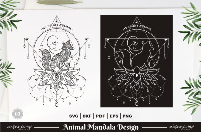 FOX Mandala Design Vector 01