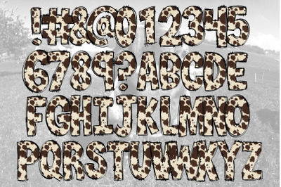 Cow Print Alphabet PNG Designs