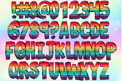 Rainbow Color Alphabet And Numbers Design