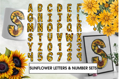 Sunflower Alphabet And Numbers Designs