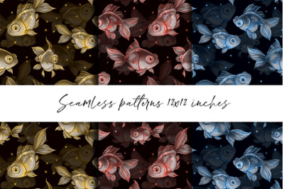 Fish seamless patterns