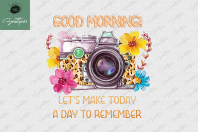 Good Morning Camera Flower Vintage PNG