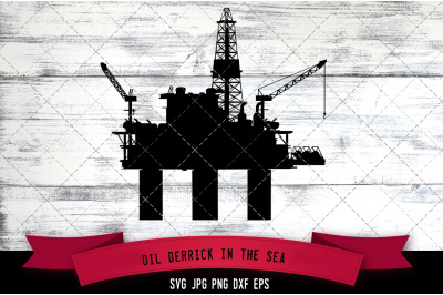 Oil Derrick svg, sea svg, offshore oil rig svg, oil platform svg