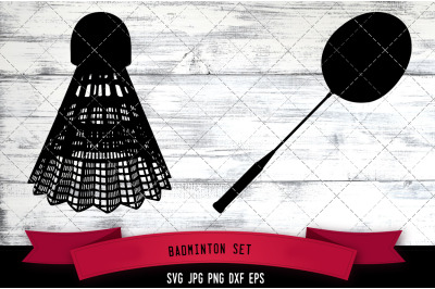 Badminton Set svg, Badminton rackets svg, shuttlecock svg, net svg