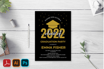 Class of 2022 Graduation Party Invitation Editable Template, Grad Party Invite, Graduation Celebration
