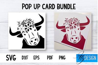 Pop Up Card SVG | Bull- Flower Card SVG | Flower Pop Up