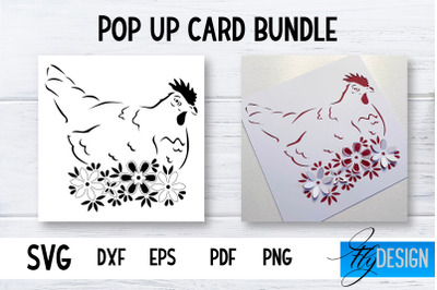 Pop Up Card SVG | Chicken- Flower Card SVG | Flower Pop Up