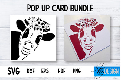 Pop Up Card SVG | Cow Flower Card SVG | Flower Pop Up