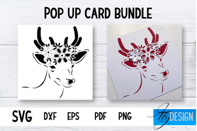 Pop Up Card SVG | Deer-Flower Card SVG | Flower Pop Up