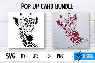 Pop Up Card SVG | Giraffe-Flower Card SVG | Flower Pop Up