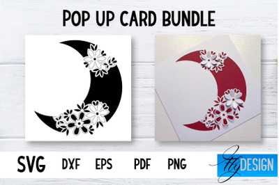 Pop Up Card SVG | Moon-Flower Card SVG | Flower Pop Up