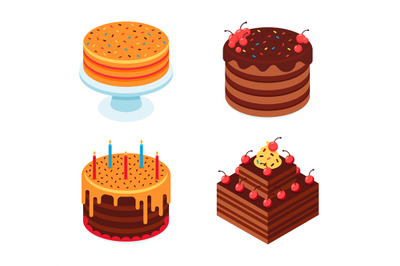 Isometric cakes to holiday birthday of collection