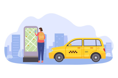 Online service taxi application with map location